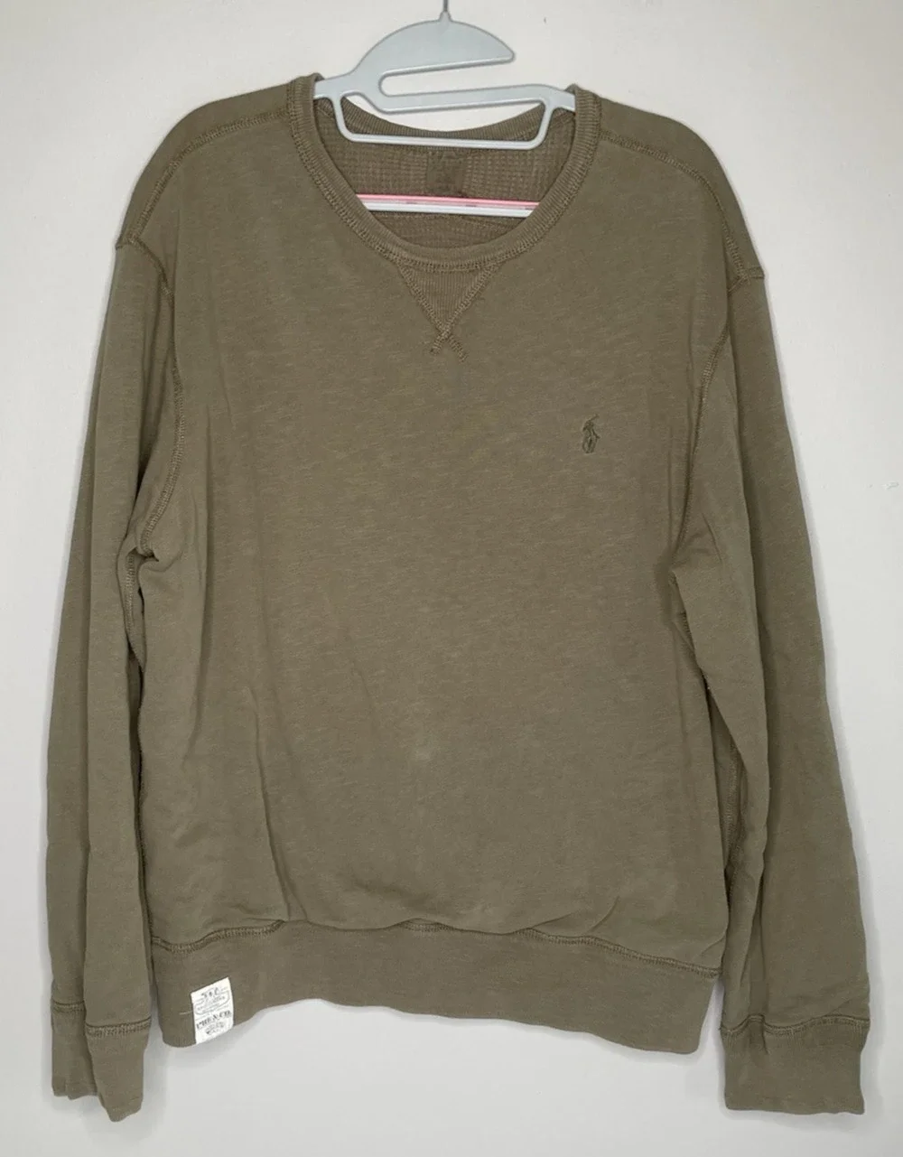 Polo Ralph Lauren Sportsman Sweatshirt Men's XL Army Green Thermal Lined Crewnec